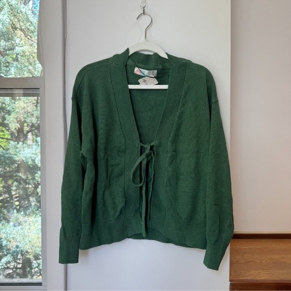 NWT Free People Solar Sweater Set Two Piece Pants Matching Cardigan Green Medium - Picture 7 of 12